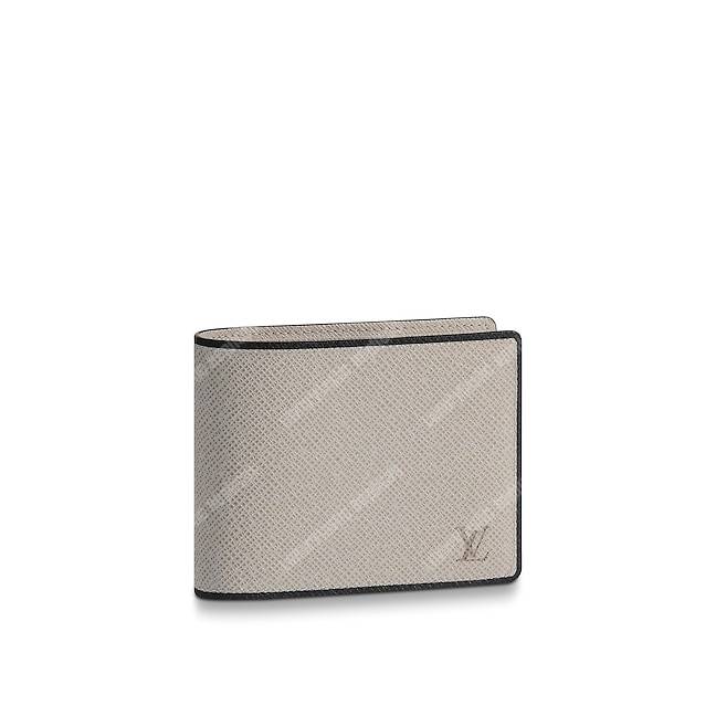 LV Multiple Wallet Taiga Leather Silver