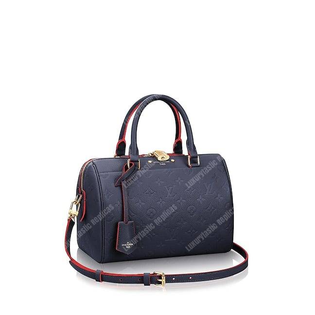 LV Speedy Bandouliere 30 Monogram Empreinte Leather Marine Rouge