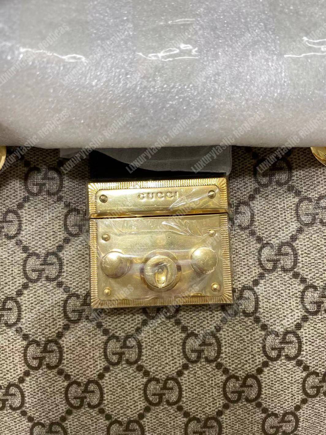 G*u*i padlock medium gg shoulder beige/ebony black