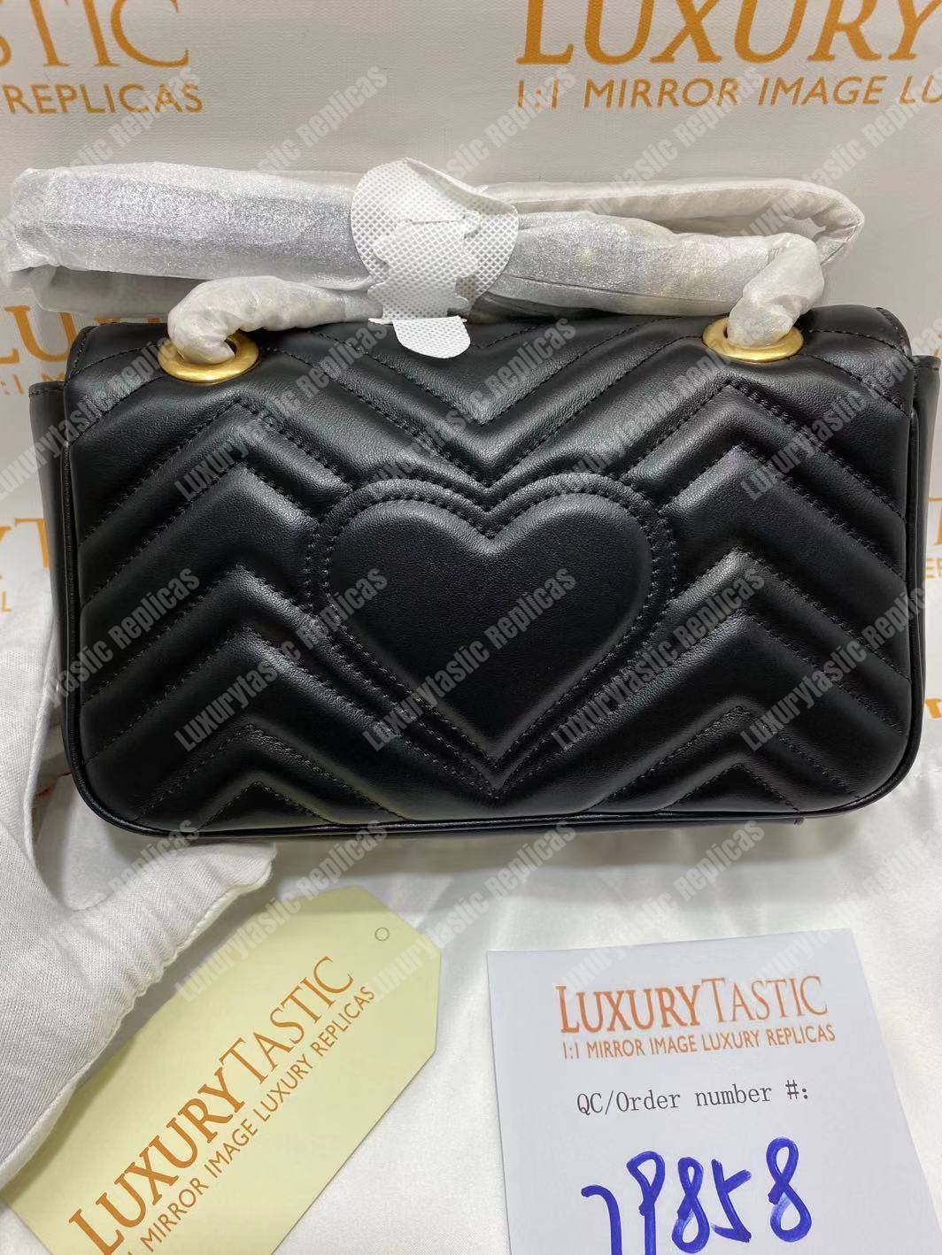 G*u*i gg marmont matelassé mini bag black