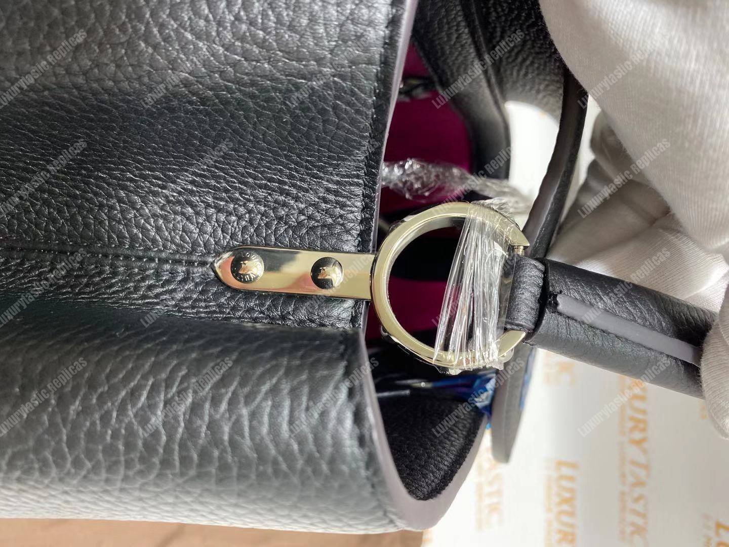 LV Capucines MM Taurillon Leather Noir Electric