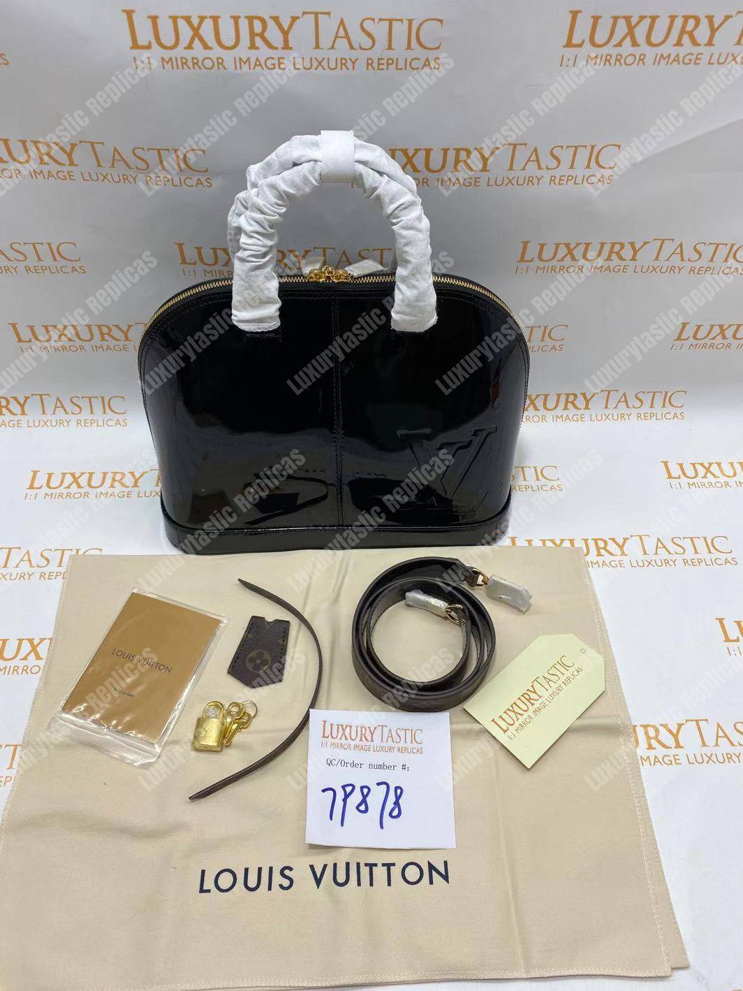 LV Alma PM Bag Patent Leather Black