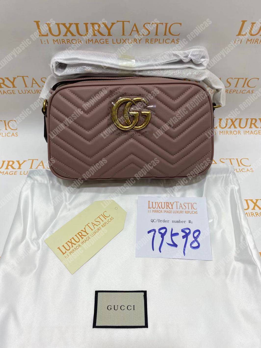 G*u*i gg marmont small matelassé shoulder bag dusty pink