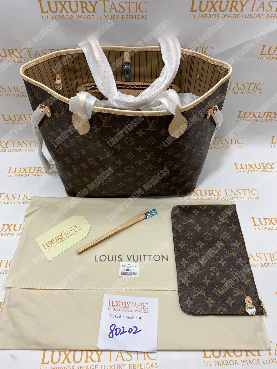 LV Neverfull MM Monogram Beige