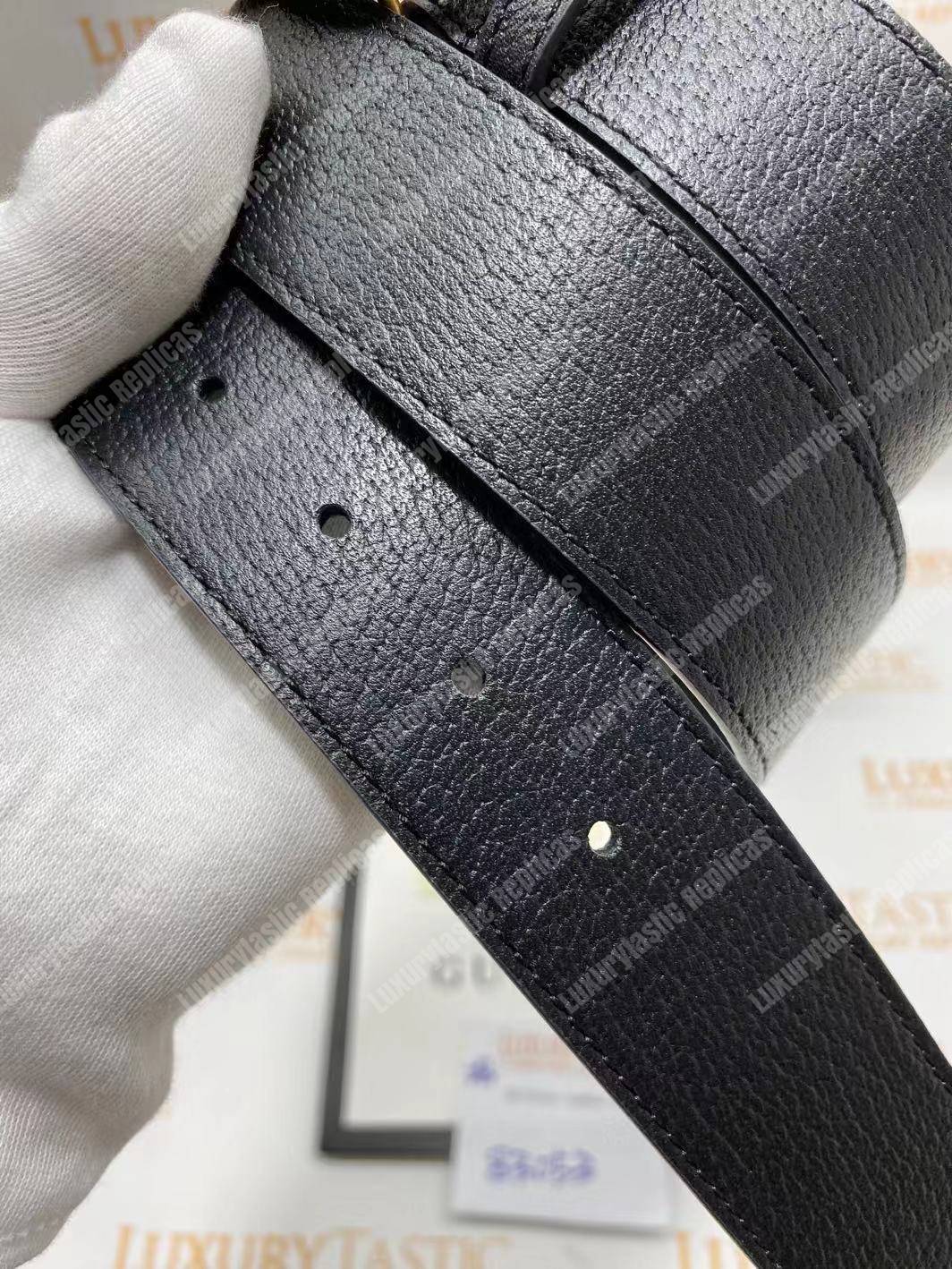 G*u*i leather belt with double g buckle with snake
