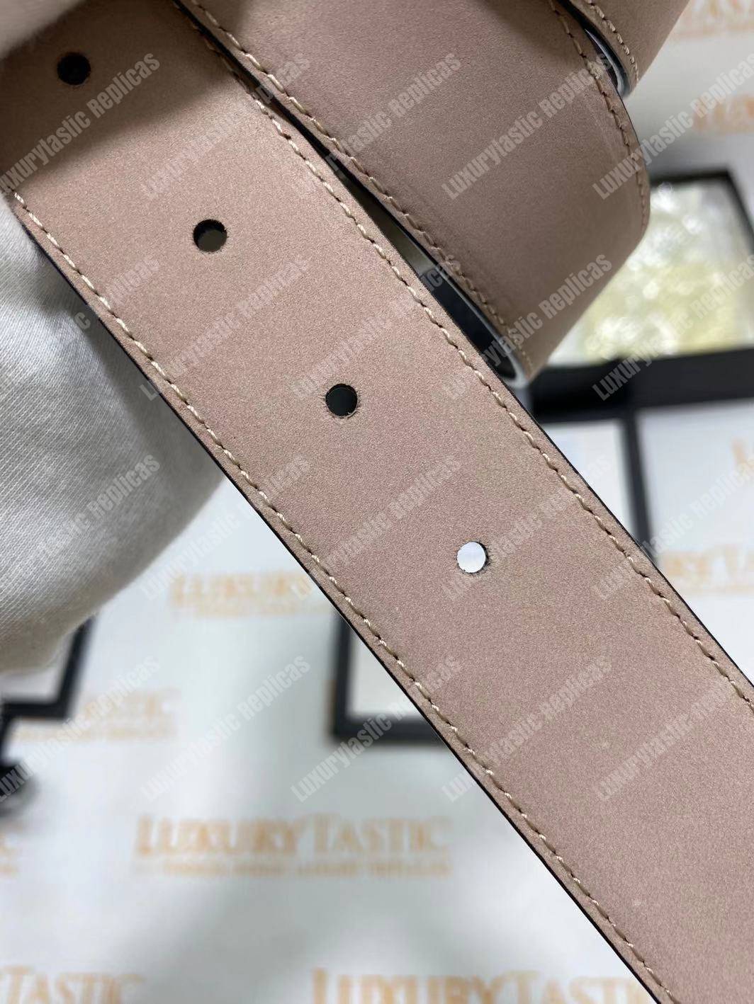 G*u*i leather belt with crystal double g buckle