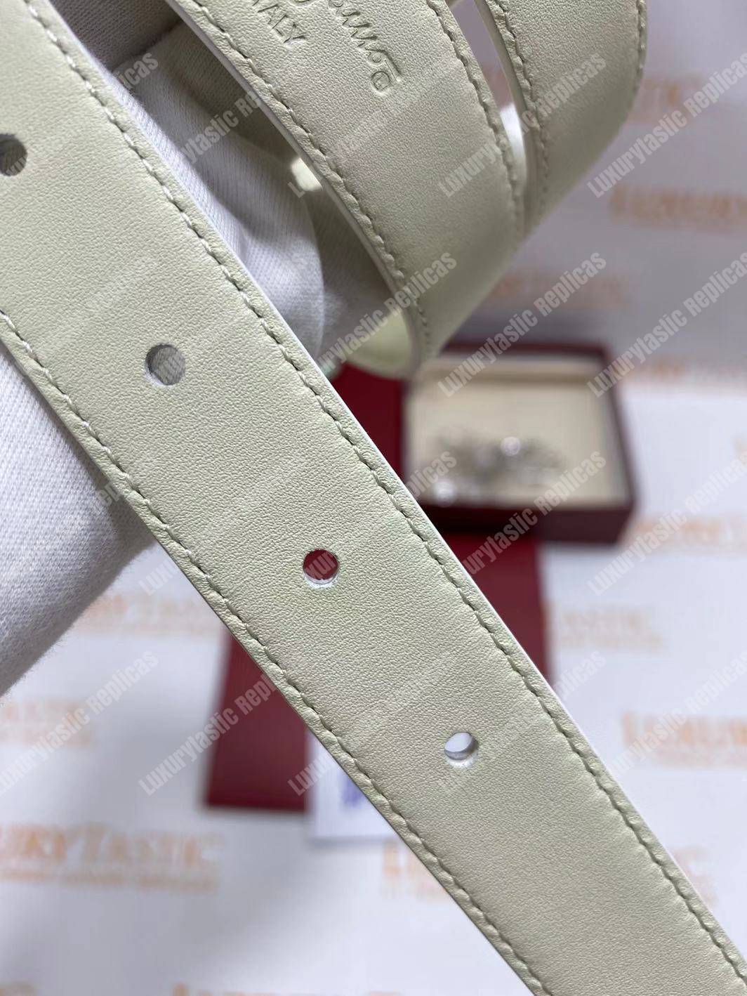 Salvatore Ferragamo Adjustable Gancini Belt White