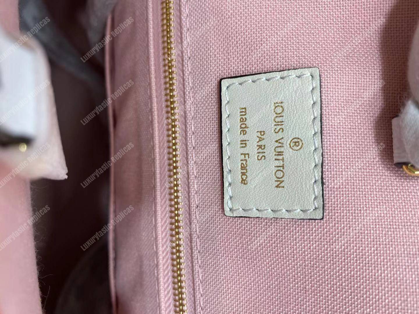 LV Onthego Monogram Toron Handle Rouge Tote Bag GM