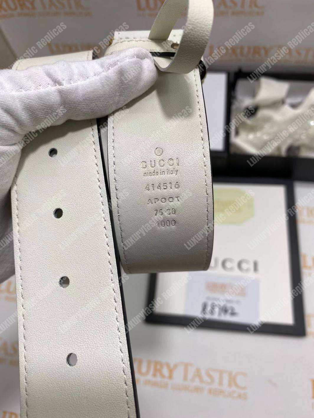 G*u*i leather belt with double g buckle white