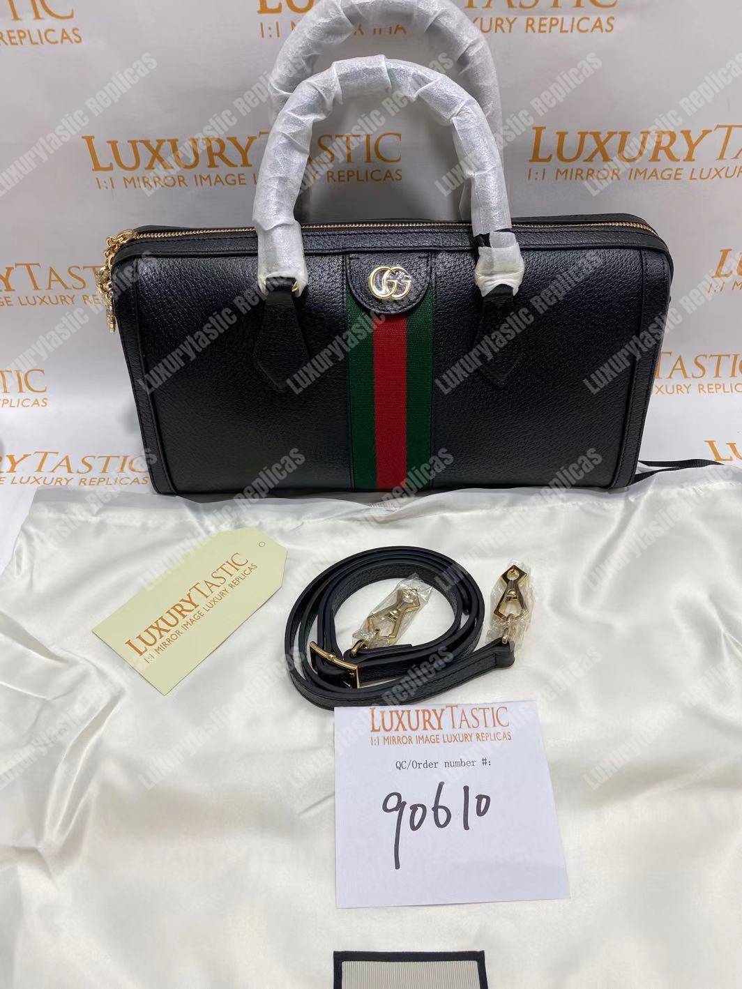 G*u*i ophidia medium top handle bag black