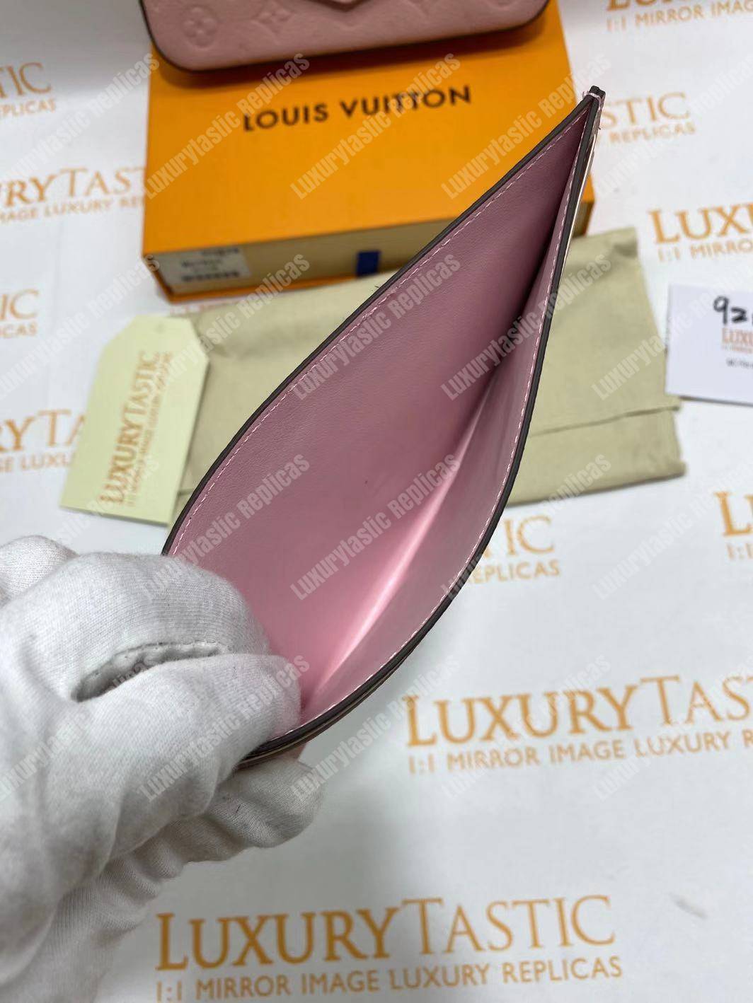 LV Pochette Felicie Monogram Empreinte Leather Rose Poudre