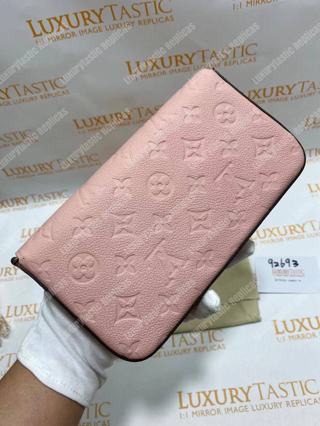 LV Pochette Felicie Monogram Empreinte Leather Rose Poudre