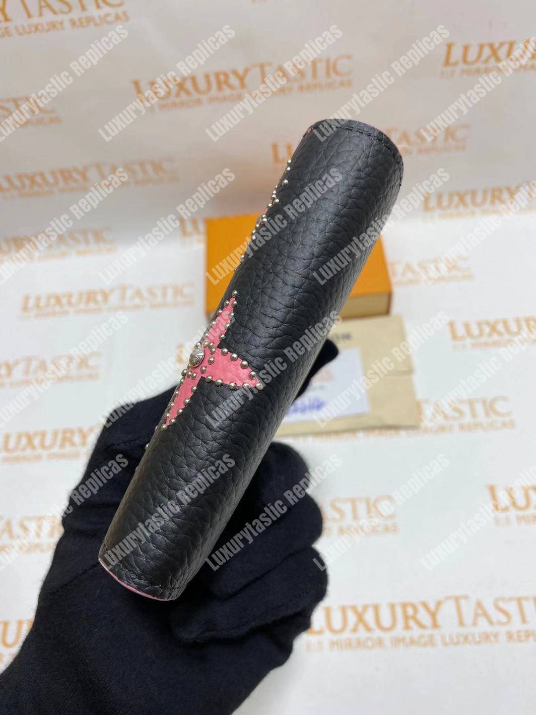 LV Capucines Compact Wallet Taurillon Noir Leather Monogram Flowers