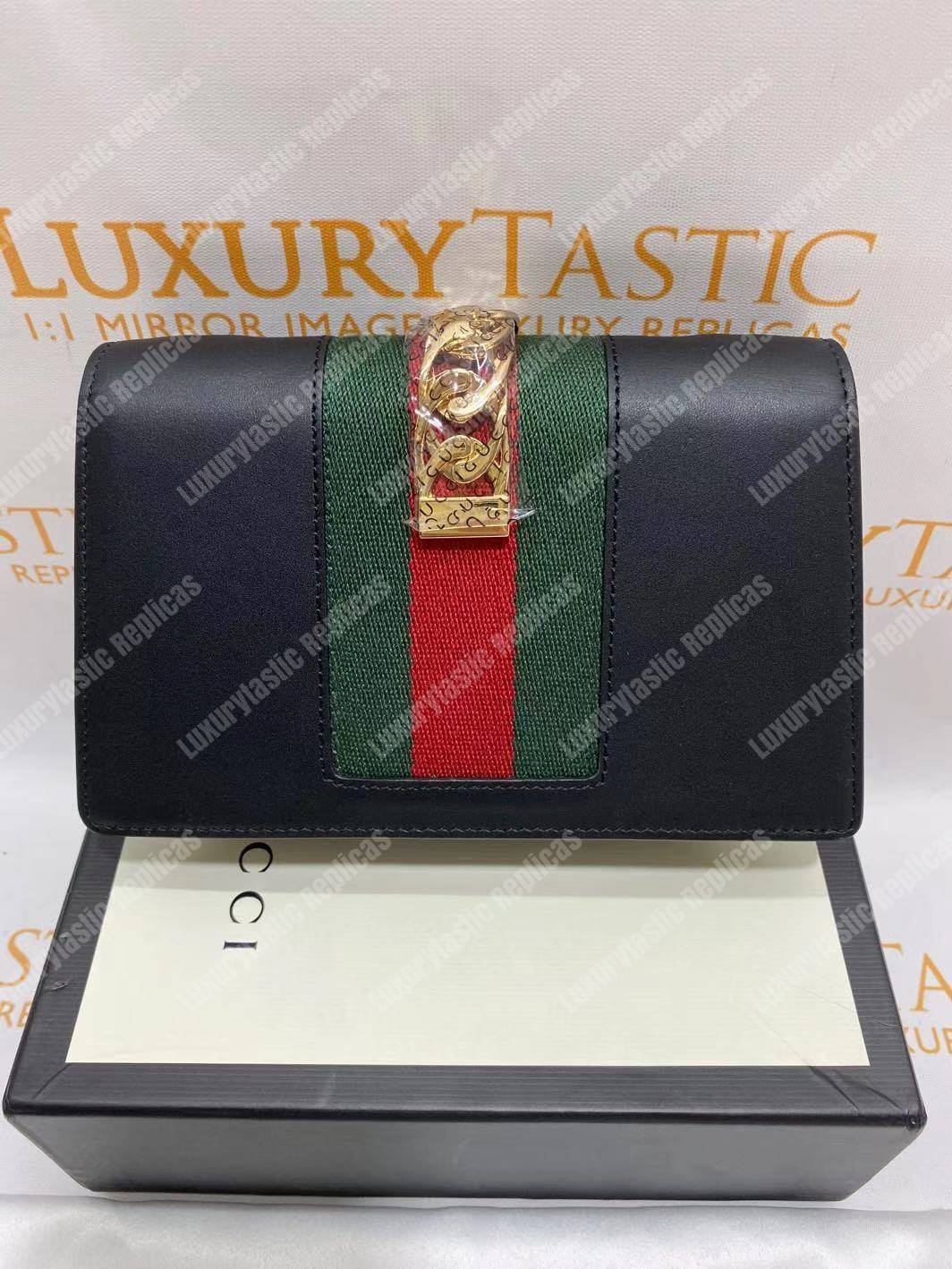 G*u*i sylvie leather mini chain bag black