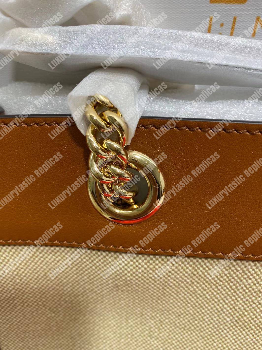 G*u*i online exclusive rajah large tote brown trim