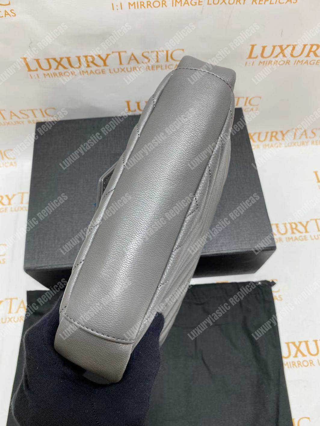 Saint Laurent Classic Medium College Monogram Earth Grey Silver-Toned