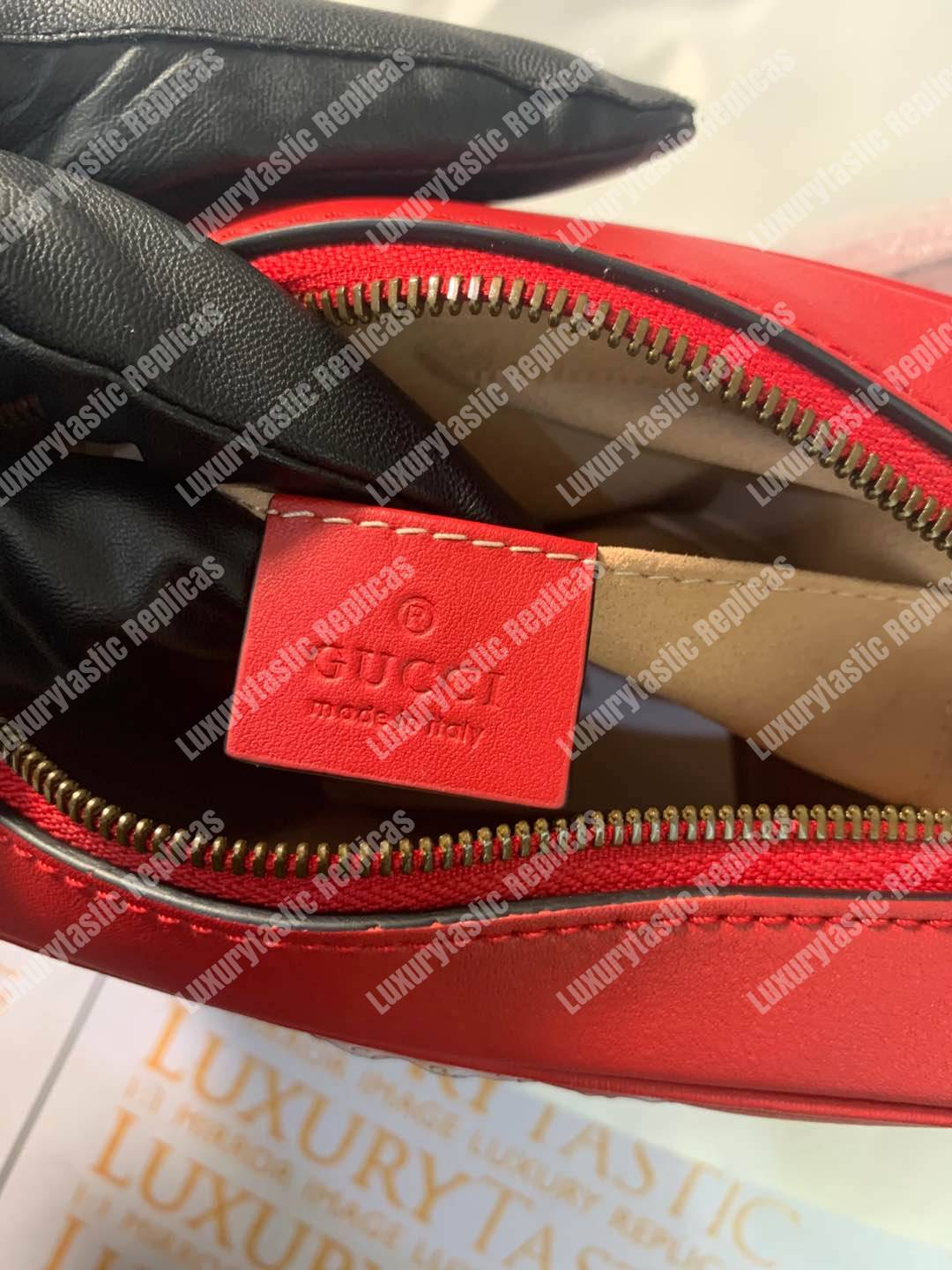 G*u*i gg marmont small matelassé shoulder bag hibiscus red