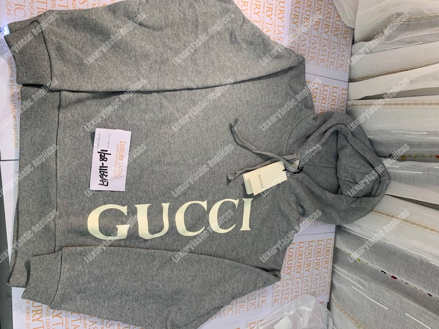 G*u*i print hooded sweatshirt grey