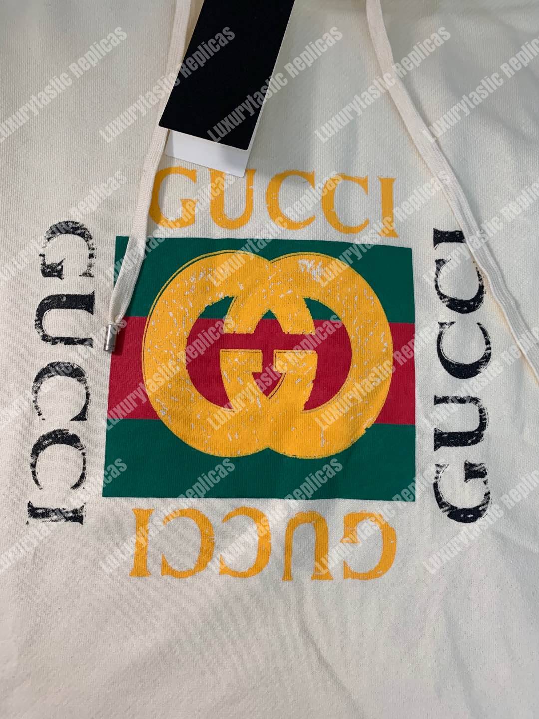 G*u*i oversize sweatshirt with G*u*i logo white