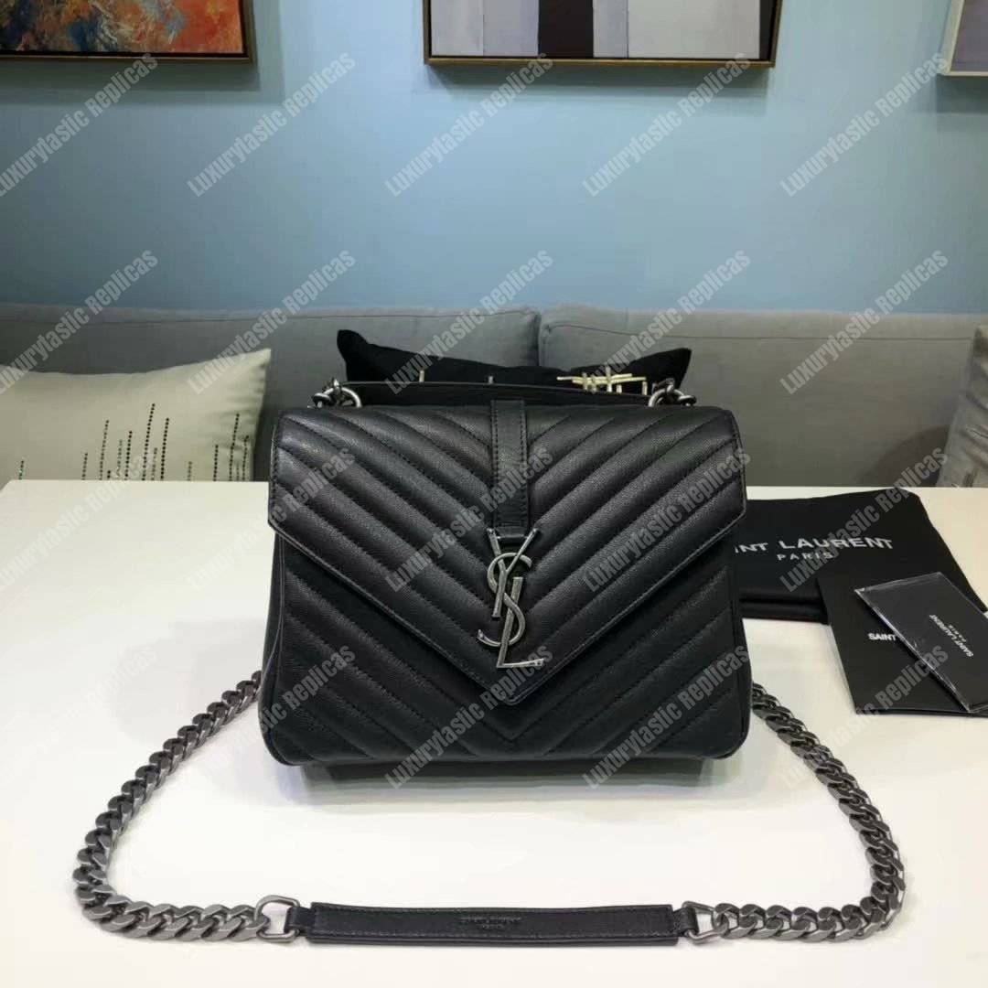 Saint Laurent Classic Medium College Monogram Black Silver-Toned