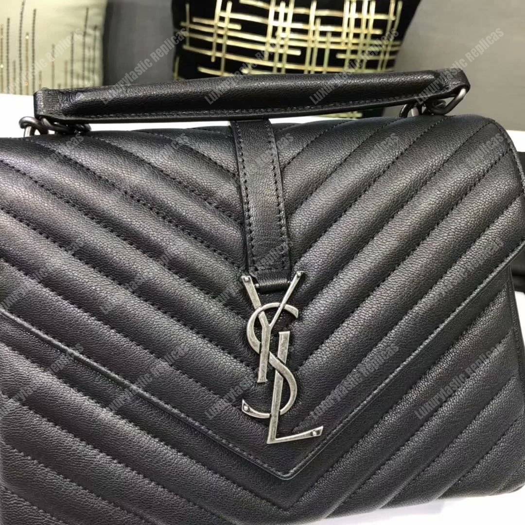 Saint Laurent Classic Medium College Monogram Black Silver-Toned