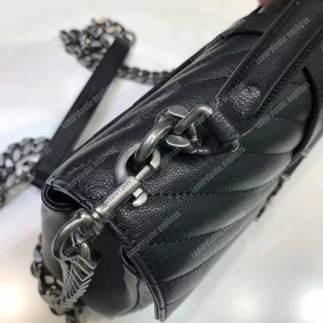 Saint Laurent Classic Medium College Monogram Black Silver-Toned