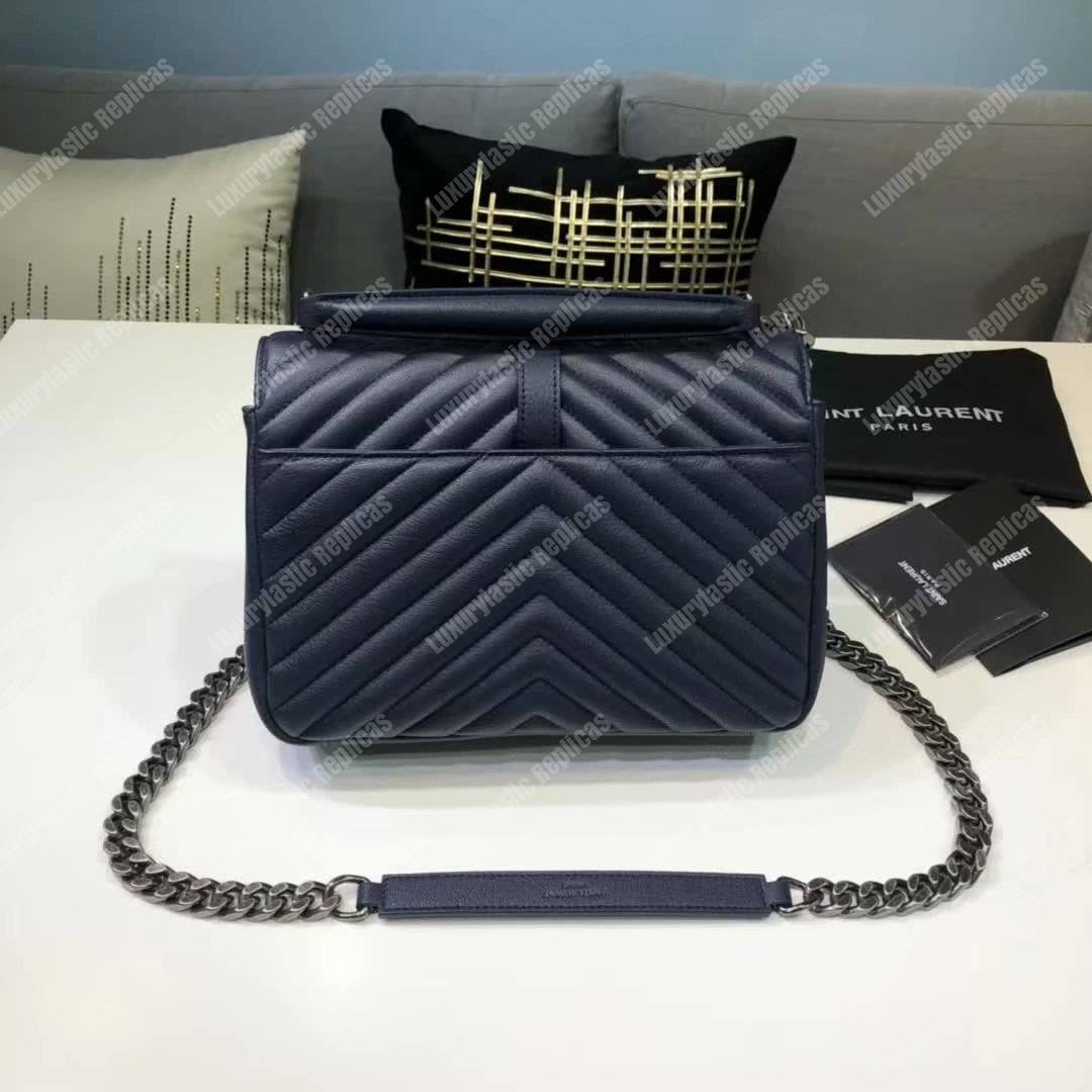 Saint Laurent Classic Medium College Monogram Blue Silver-Toned