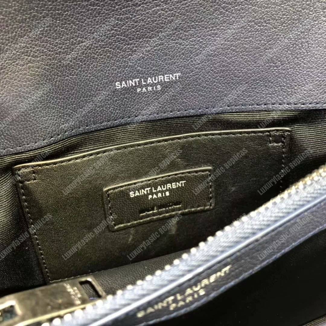 Saint Laurent Classic Medium College Monogram Blue Silver-Toned