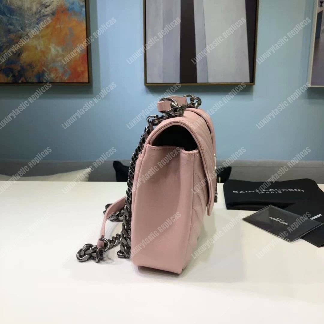 Saint Laurent Classic Medium College Monogram Pink Silver-Toned