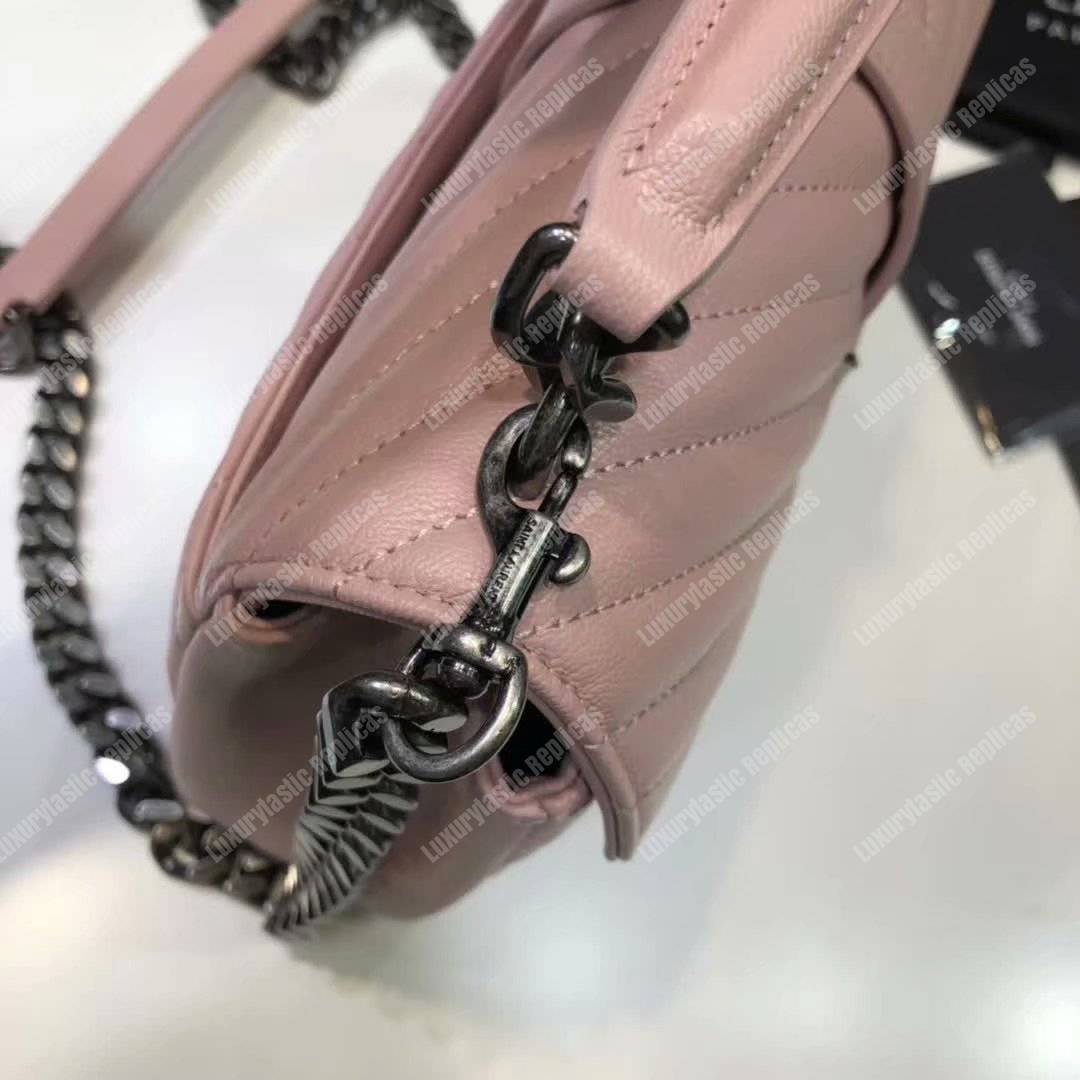 Saint Laurent Classic Medium College Monogram Pink Silver-Toned
