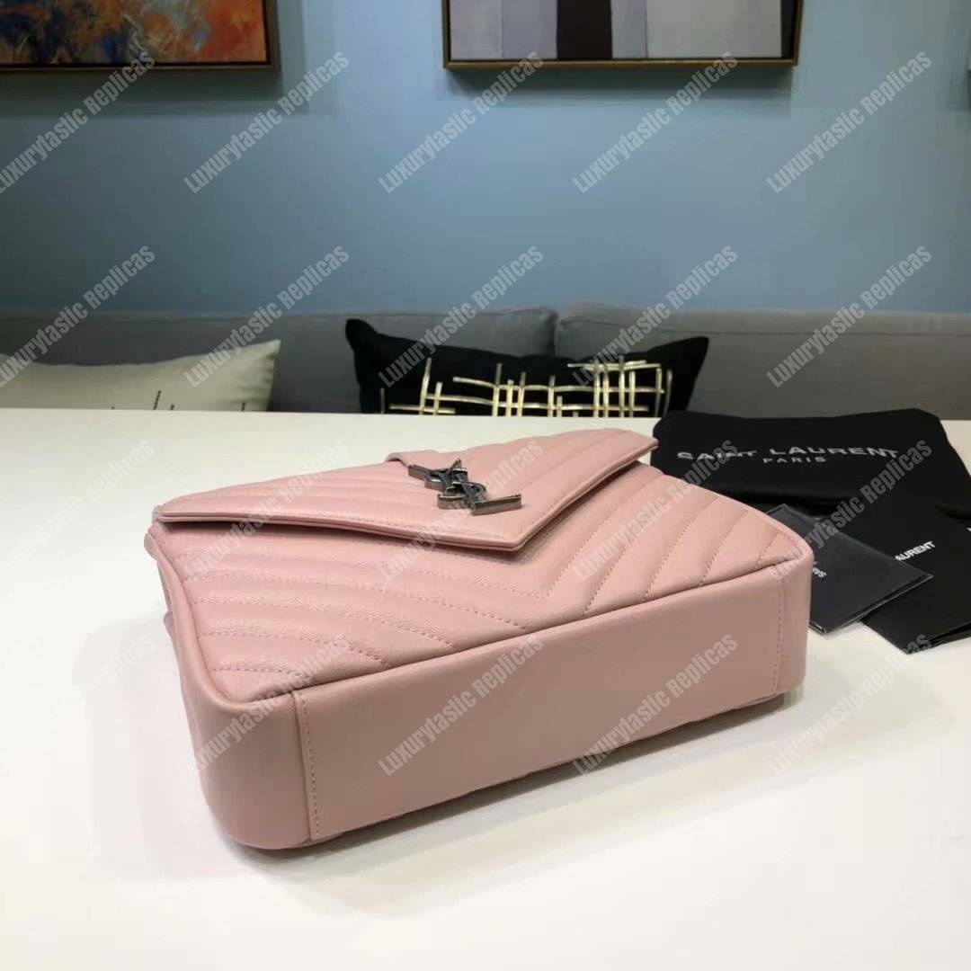 Saint Laurent Classic Medium College Monogram Pink Silver-Toned