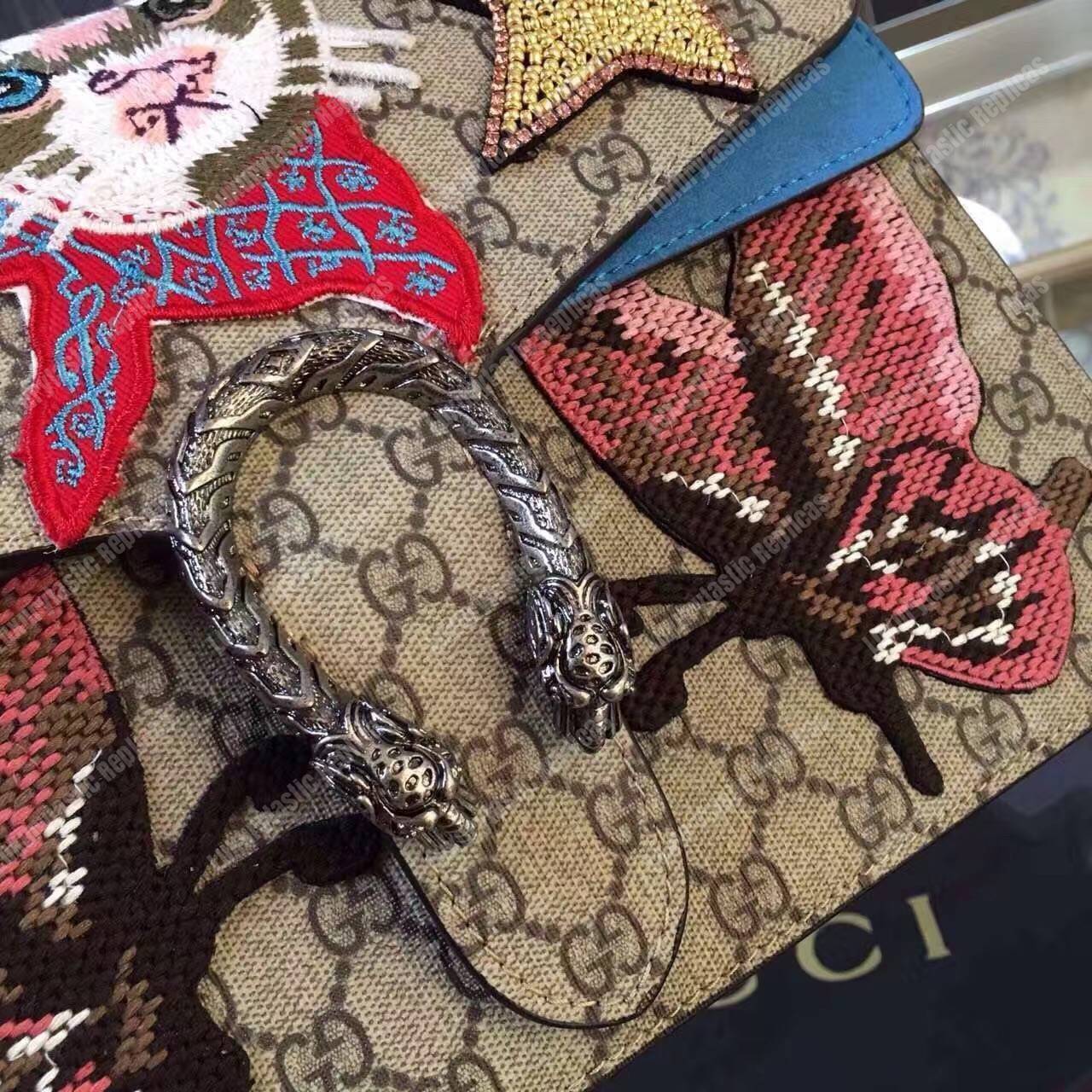 G*u*i dionysus embroidered shoulder bag cat/star/butterfly