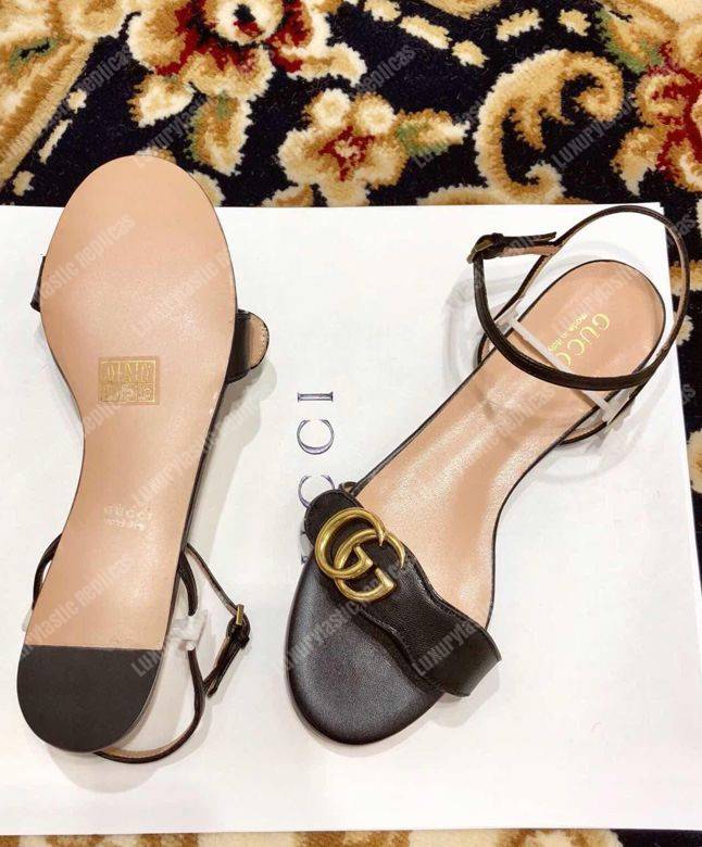 G*u*i leather double g sandal black