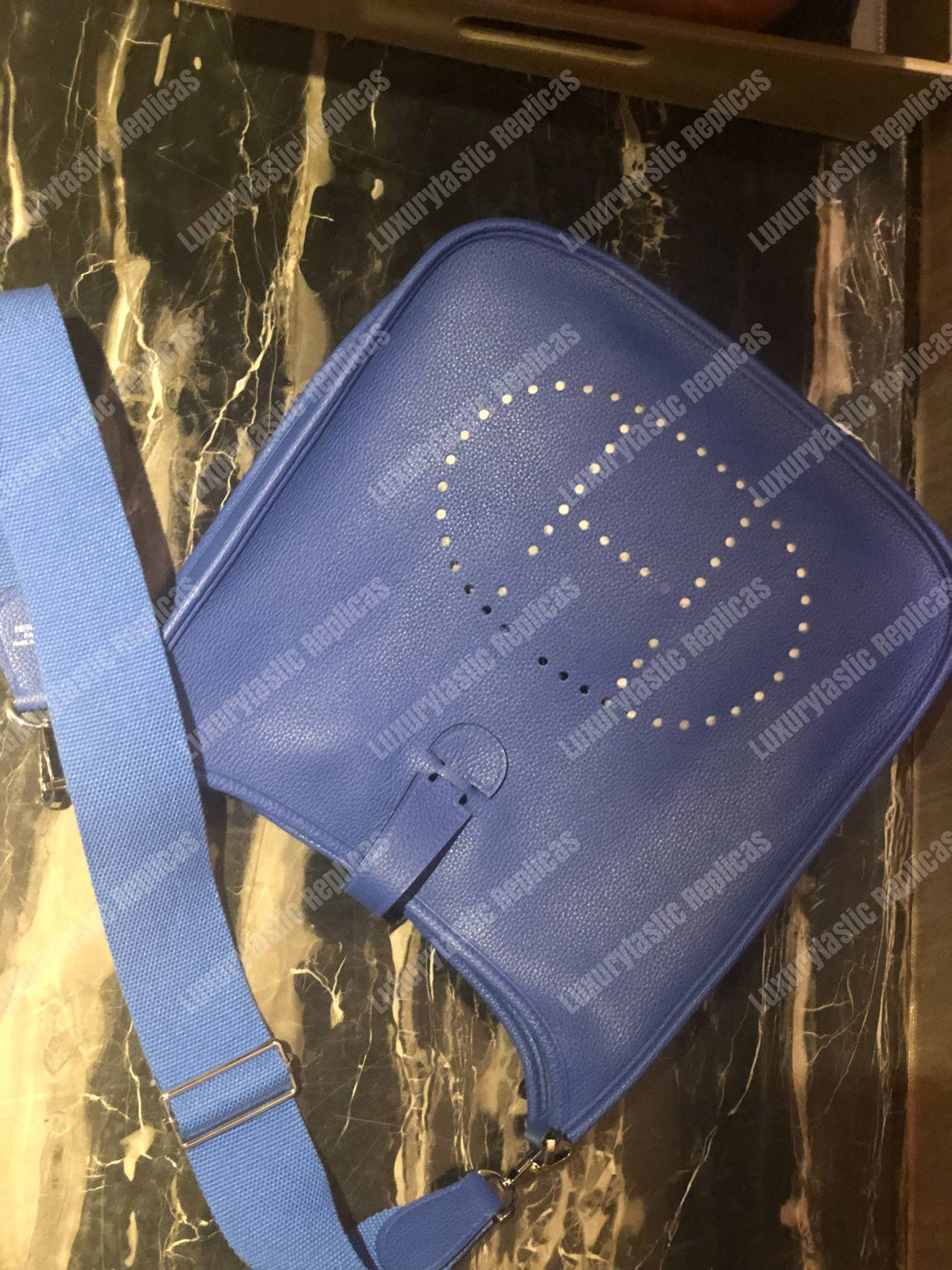 H**mes evelyne iii 29 clemence bag blue encre
