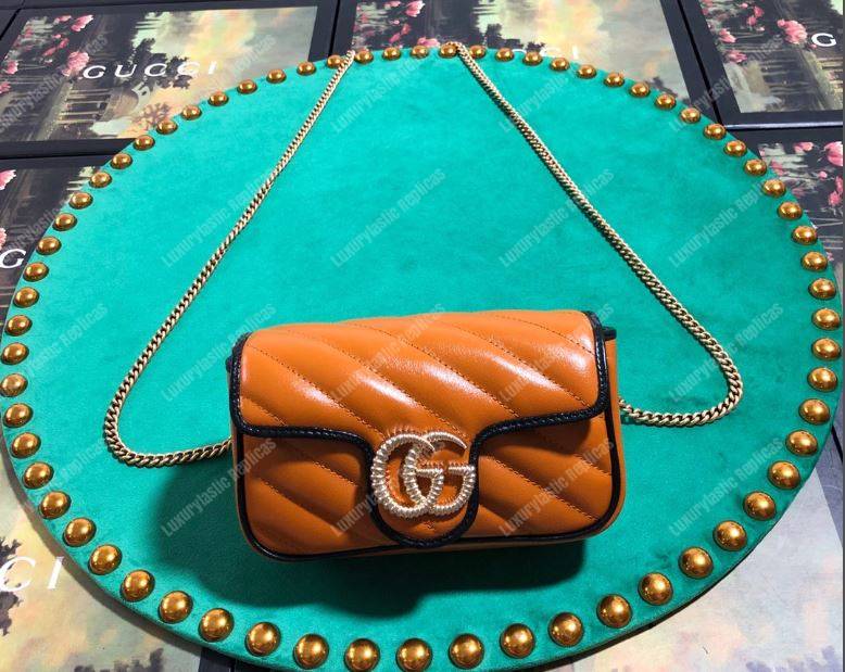 G*u*i gg marmont super mini bag cognac matelassé