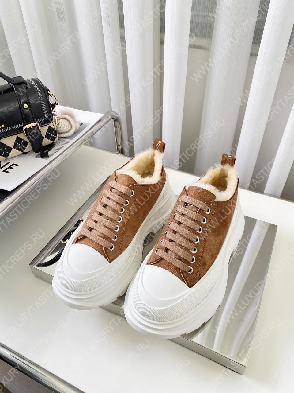 ALEXANDER MCQUEEN TREAD SLICK LACE UP SHOES BROWN 604257W4SX1