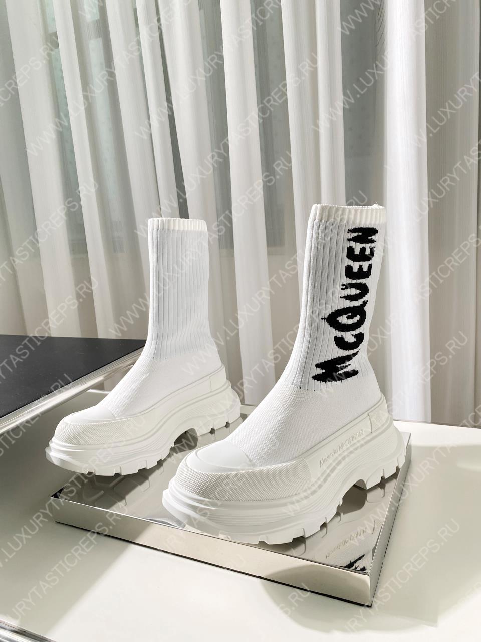 ALEXANDER MCQUEEN KNIT TREAD SLICK BOOT WHITE 705671W4TV19787