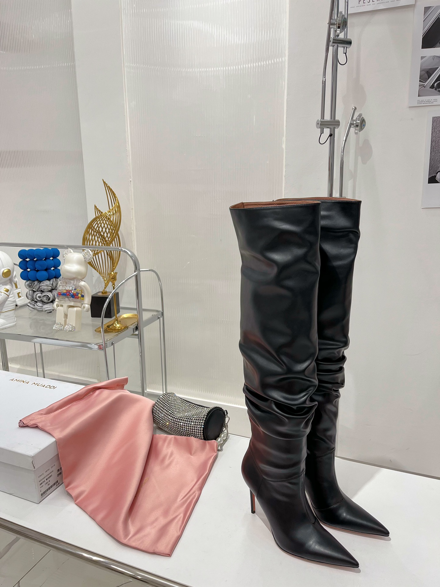 AMINA MUADDI JAHLEEL THIGH HIGH BOOT BLACK AM6000