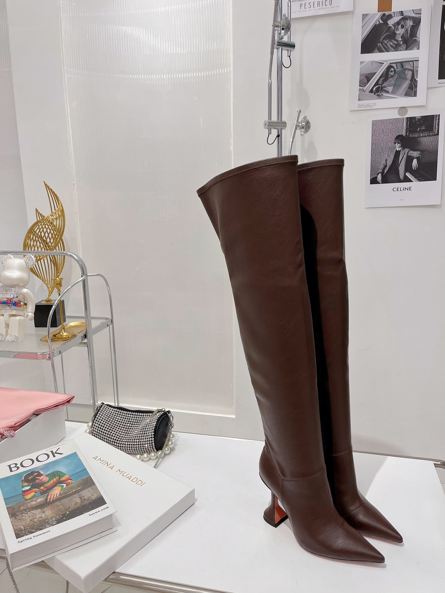 AMINA MUADDI LONG BOOT BROWN AM5001