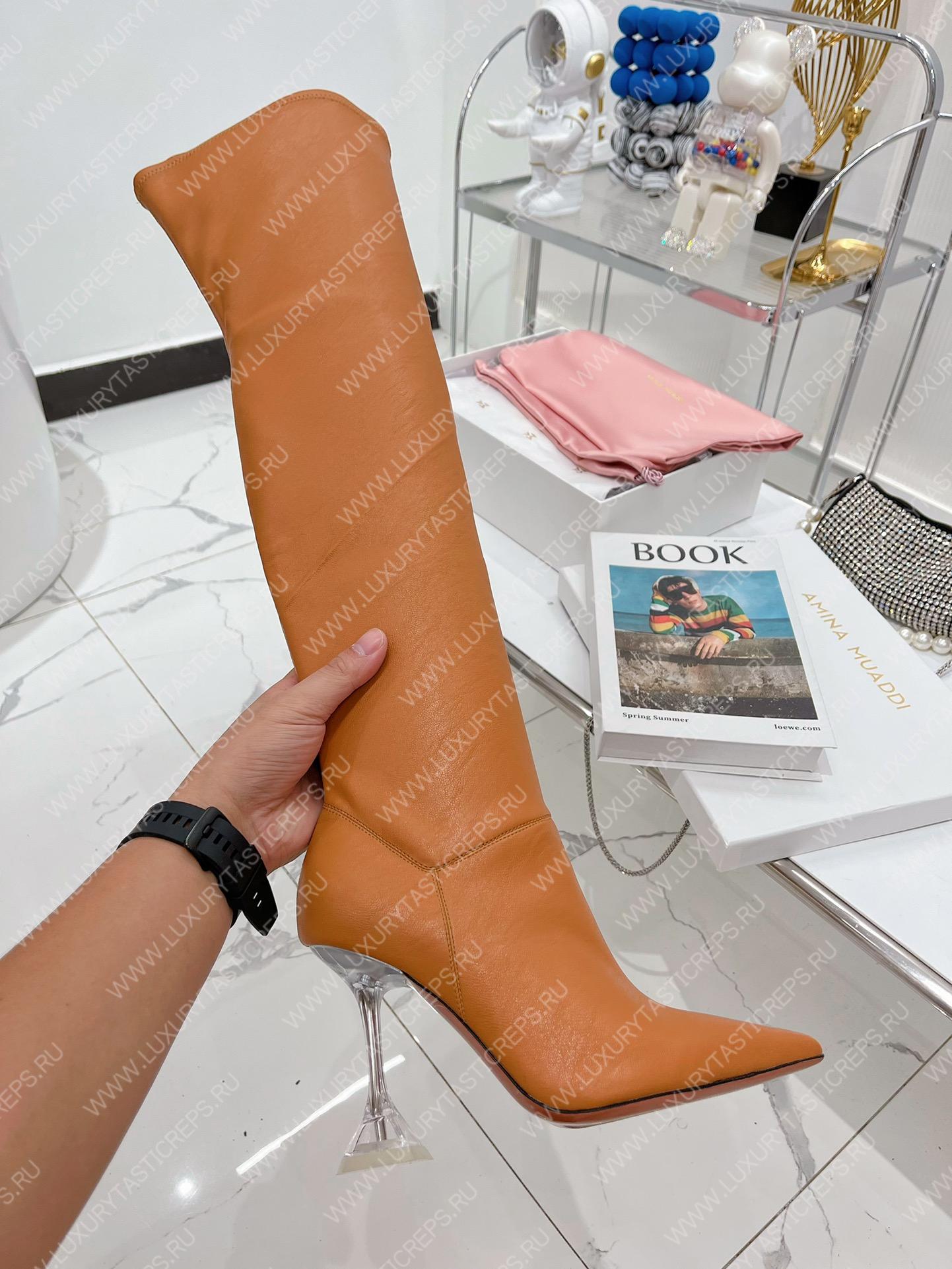 AMINA MUADDI LONG BOOT TAN AM5001