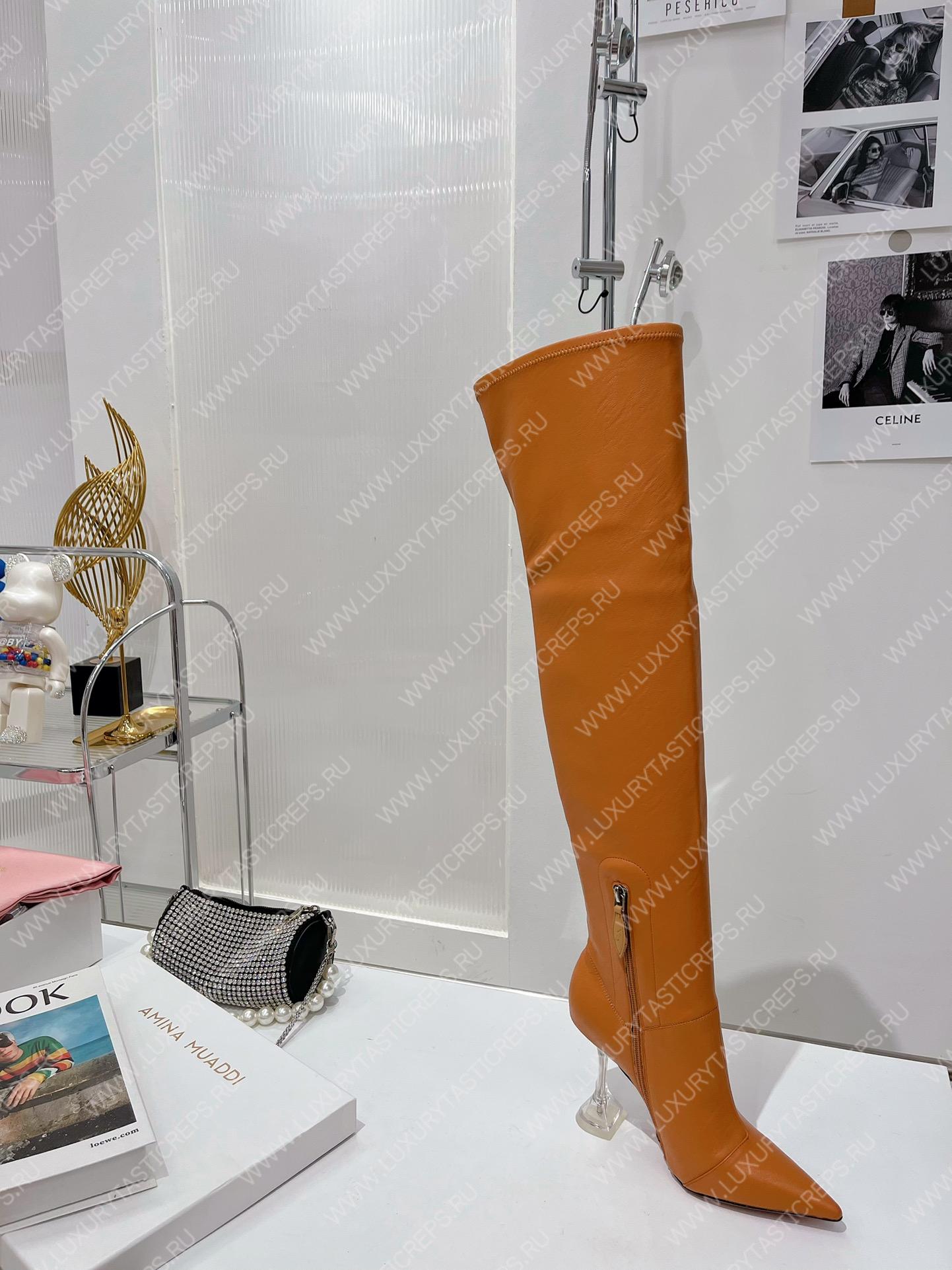 AMINA MUADDI LONG BOOT TAN AM5001