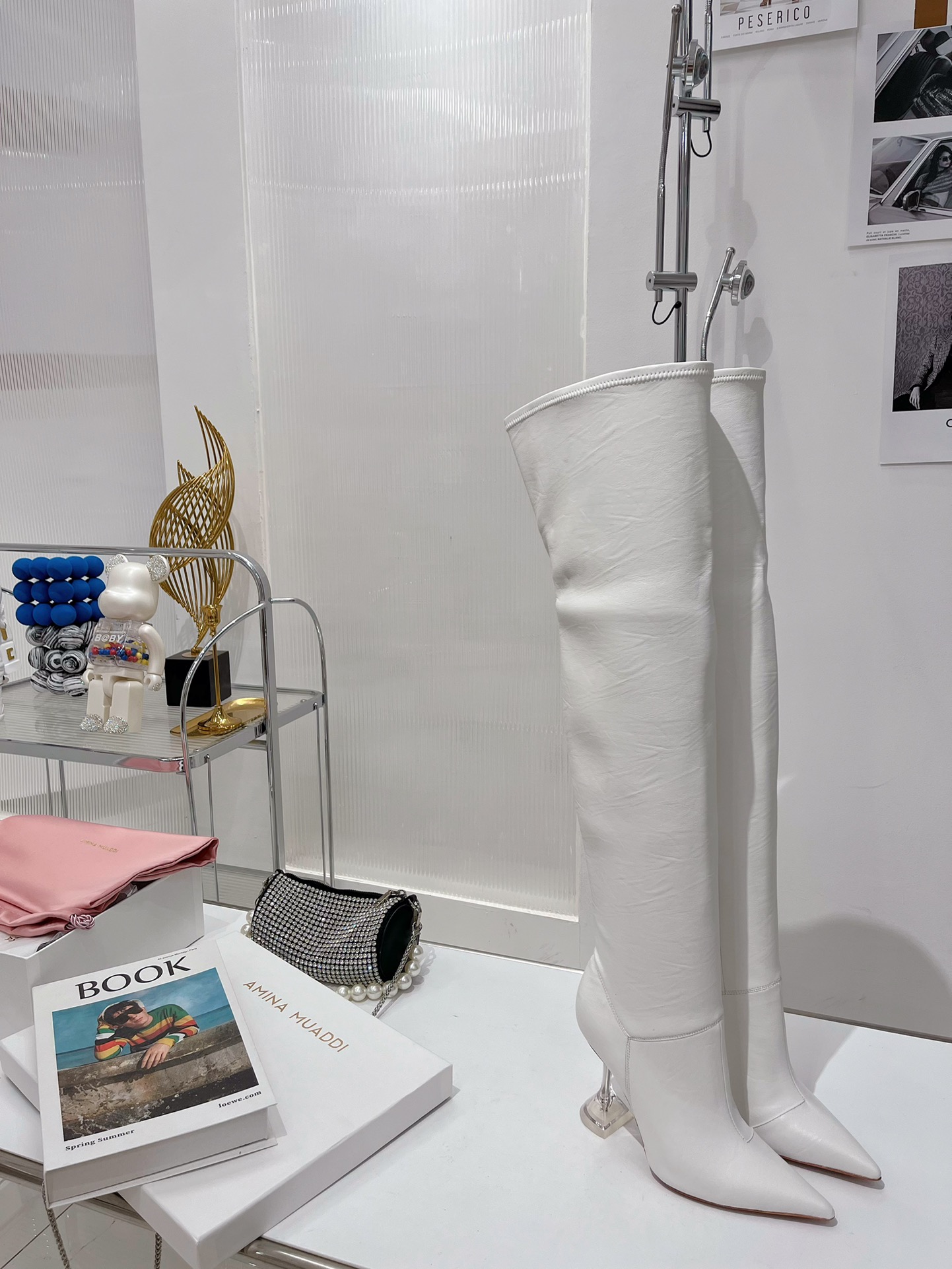AMINA MUADDI LONG BOOT WHITE AM5001