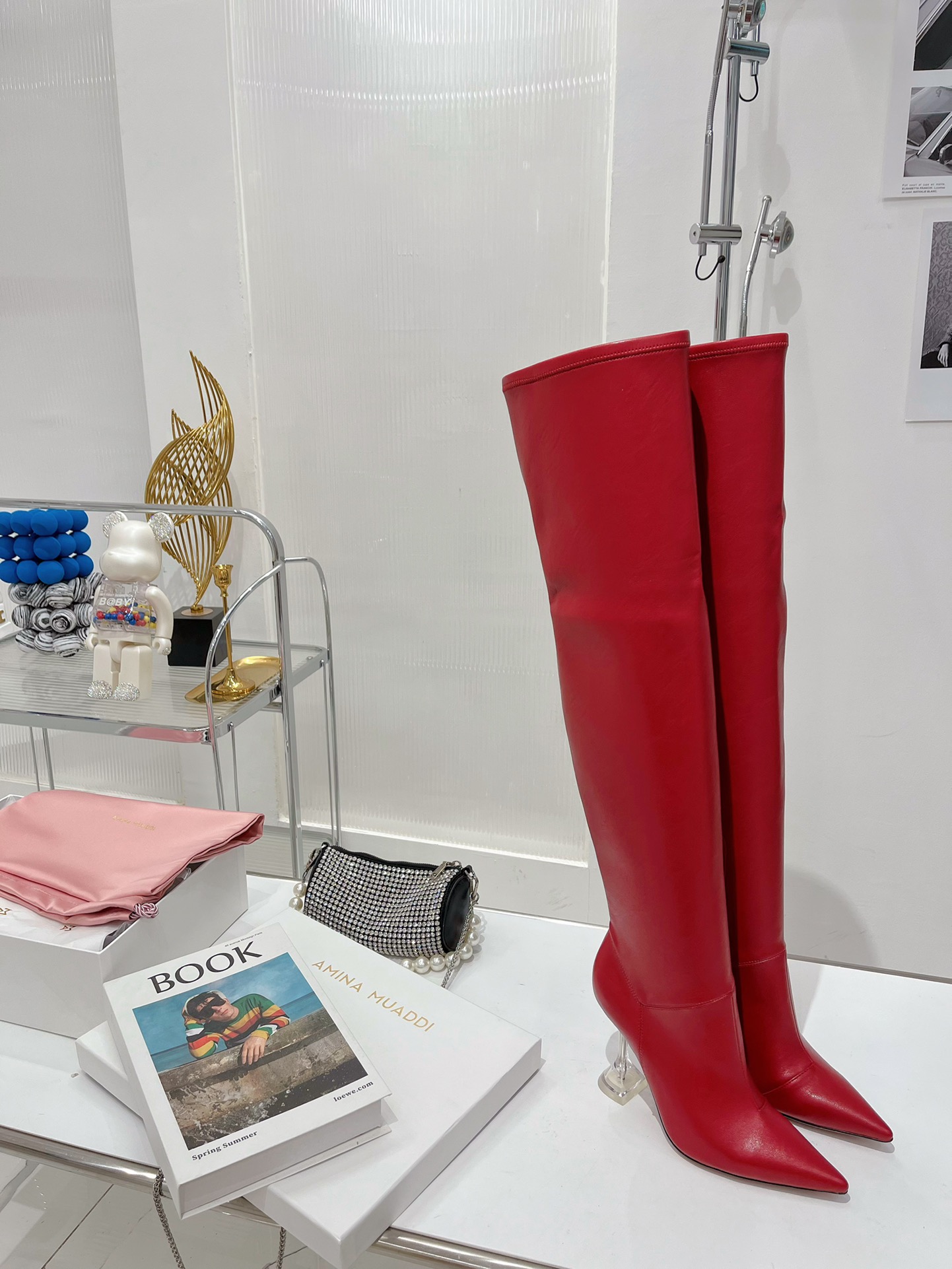 AMINA MUADDI LONG BOOT RED AM5001