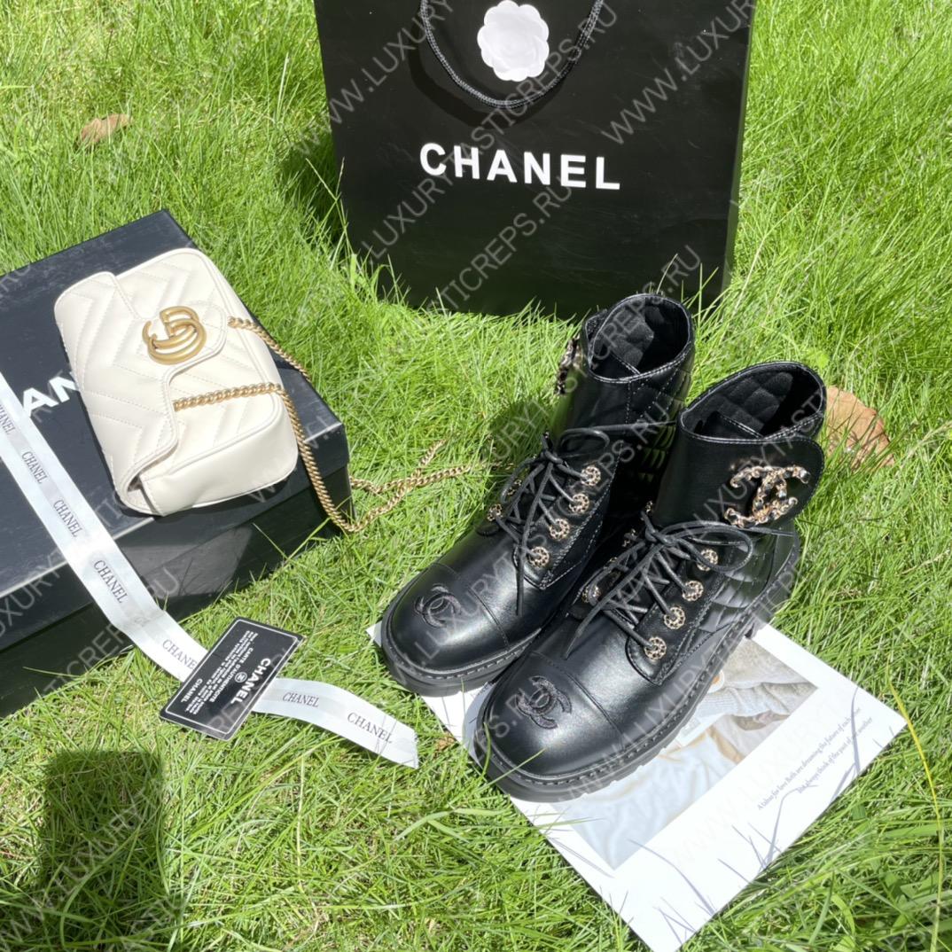 Ch*el pure love velcro ankle boots black g39391
