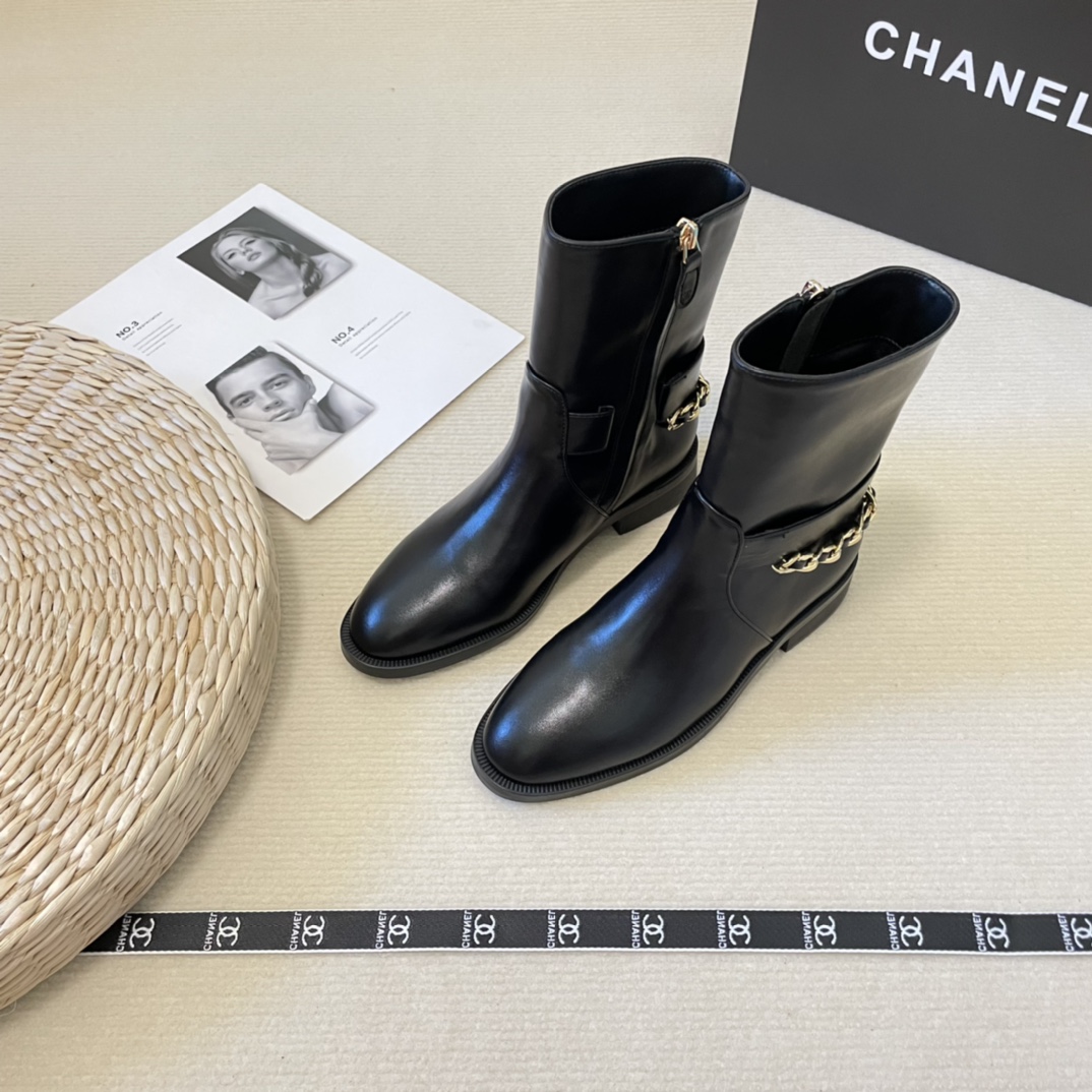 Ch*el frost c rear chain mid-calf boots g39391