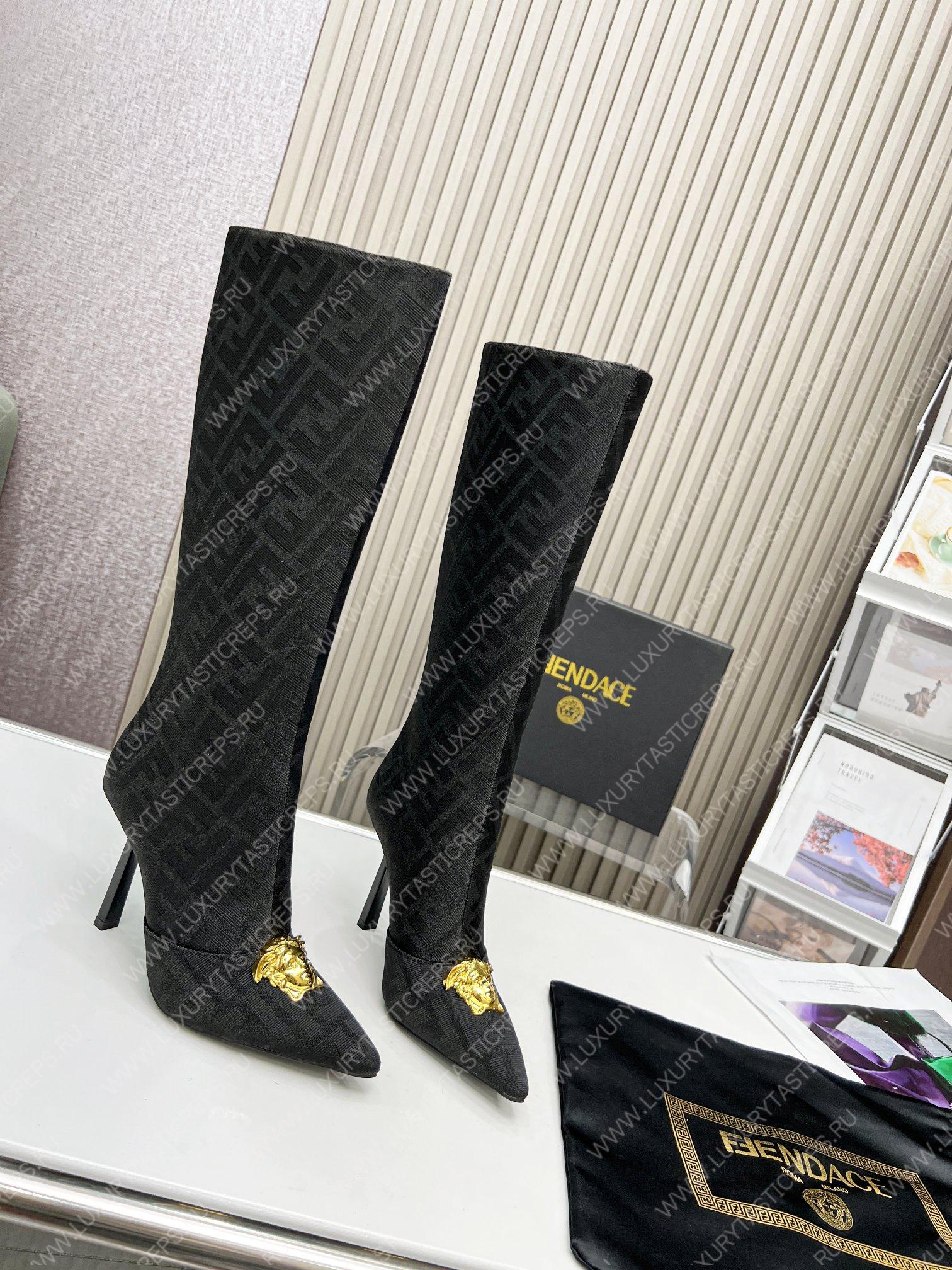 VERSACE FENDACE FF JACQUARD BOOTS BLACK 1004496