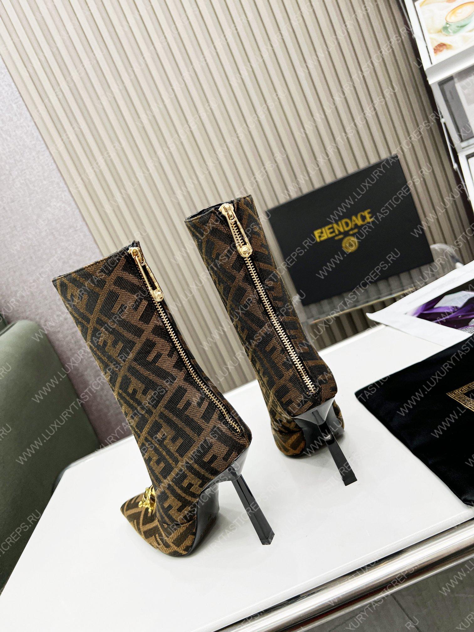 VERSACE FENDACE FF JACQUARD BOOTS BROWN 1004496