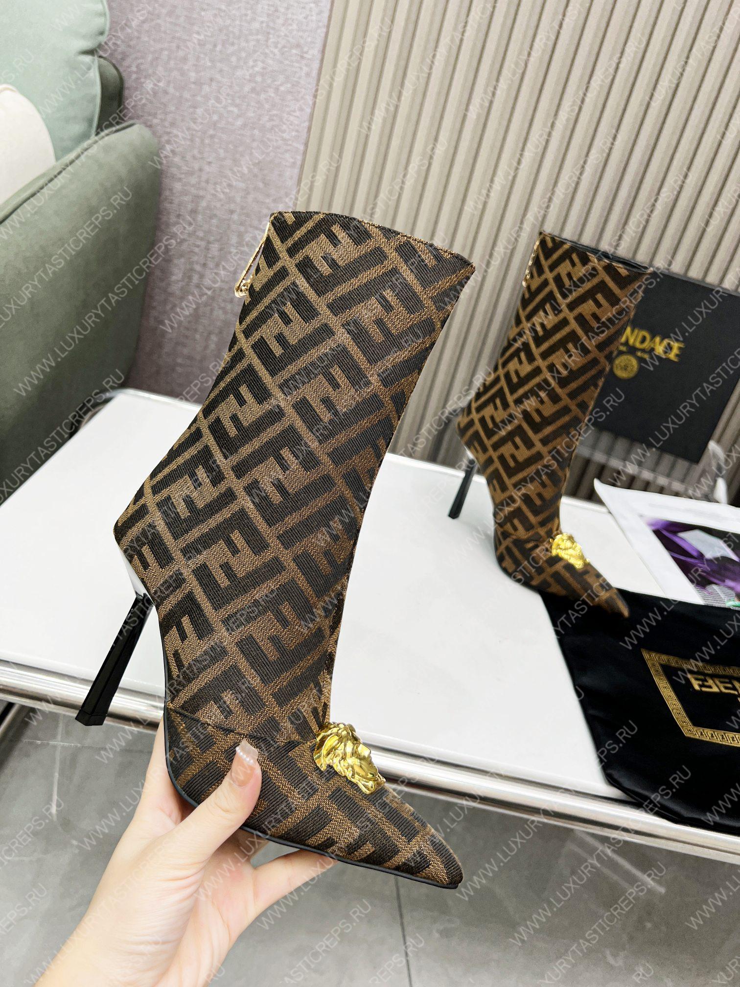 VERSACE FENDACE FF JACQUARD BOOTS BROWN 1004496