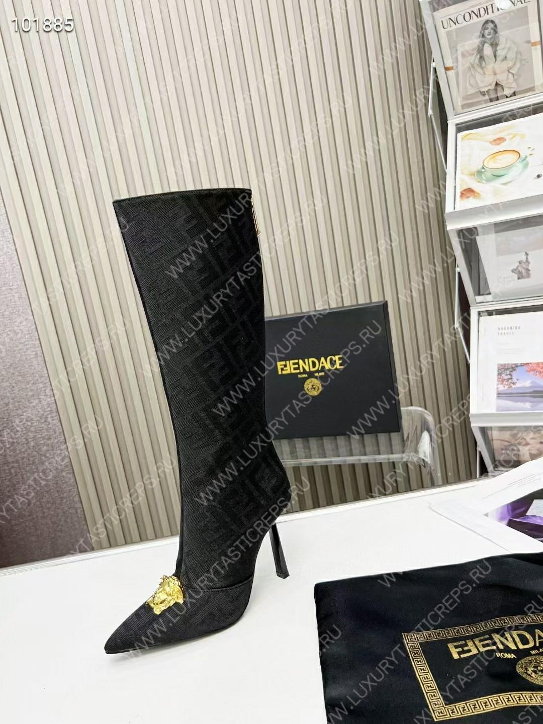 VERSACE FENDACE FF JACQUARD BOOTS BLACK 1004496