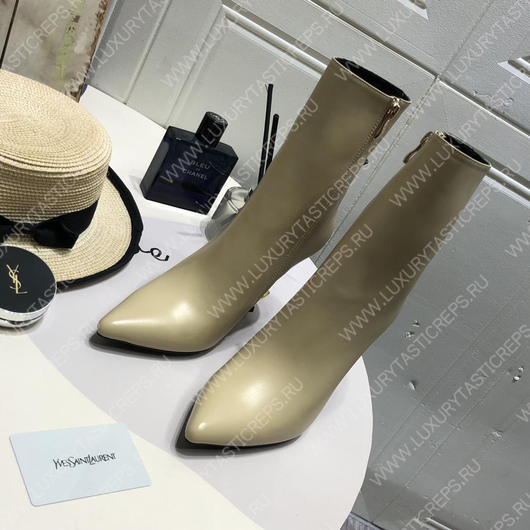 YVES SAINT LAURENT HEELED ANKLE BOOTS LIGHT BEIGE 693133